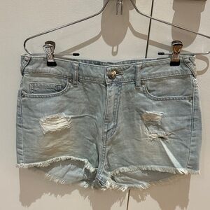 BCBGeneration Light Blue Distressed Denim Shorts